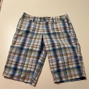 Eddie Bauer Womens Plaid Bermuda Shorts - Brown, Blue, Green - Size 10